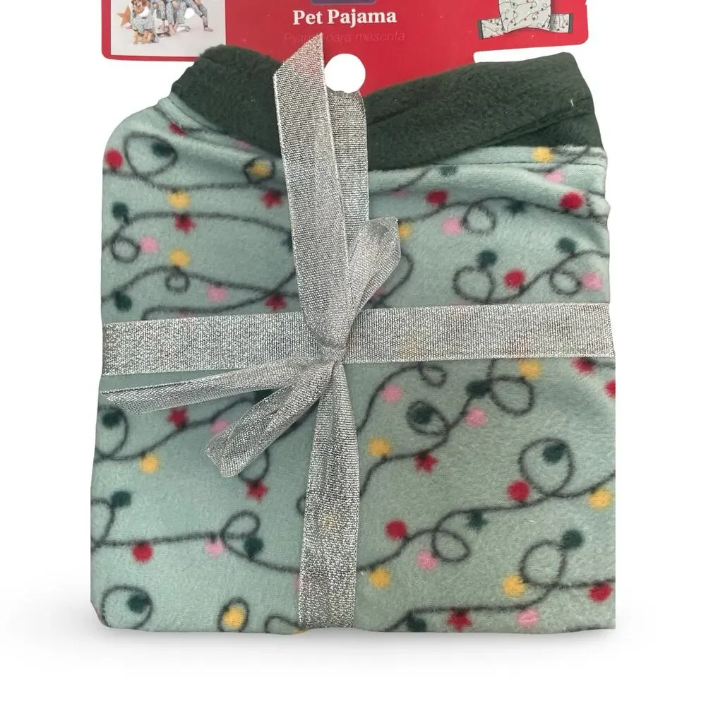 Heart to Tail Christmas Holiday Pet Dog Pajama Medium Green Fleece Beagle NWT